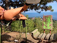 ArrestMe admires ocean views from peaks while her asshole is on fire 6