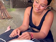 God of sex777 poses in skimpy skirt and with no panties on for her neighbor's delight 4