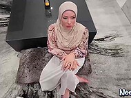 Hot Arab wife Mandy Waters in hijab spends much money for clothes and has to thank her hubby with her cunt 4