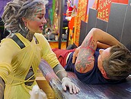 Tattooed pornstar Anuskatzz receives a hard anal from her client, leaving the scene soiled with an ATM and a dripping facial 4