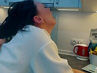 He spied on his sexy stepsister Eva Soda and fucked her quietly in the kitchen 8