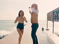 Ramon Nomar and Sandra Wellness explored a forbidden pleasure on a public beach 8