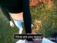 Mia Bandini earns additional income by performing oral sex on strangers in public areas 4