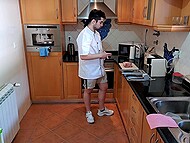 Filthy wife Miss Squirting tastes chef's dick during a cooking lesson in the kitchen 6