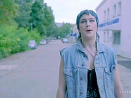 Short-haired German whore is getting dominated by seven man in a gangbang 5