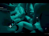 Short-haired German whore is getting dominated by seven man in a gangbang 6