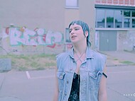 Short-haired German whore is getting dominated by seven man in a gangbang 7