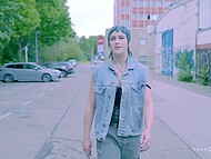 Short-haired German whore is getting dominated by seven man in a gangbang 8