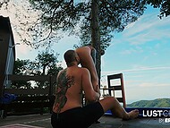 Soaking in nature's bliss at a steamy yoga retreat in Lust Cinema's outdoor jacuzzi 4