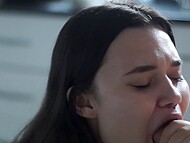 Petite Kate Koss giving deep slobbery blowjob and tastes hot cum  7
