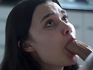 Petite Kate Koss giving deep slobbery blowjob and tastes hot cum  9