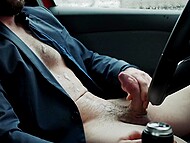 Al3x strokes his massive erection and unleashes a torrent of hot jizz in his shirt during a secret masturbation session in the car park 10