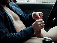 Al3x strokes his massive erection and unleashes a torrent of hot jizz in his shirt during a secret masturbation session in the car park 8