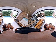 Twin Tgirls suck and stroke your virtual dick in a steamy VR threesome session 6