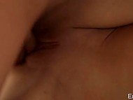 Girl's legs automatically spread opening shaved snatch to be bonked and covered with sperm 10