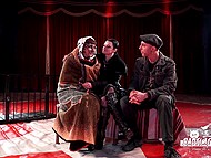 Lesbian partner is pretty tender with tied up porn actress while teasing her nipples and pussy 11