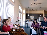 Horny teen blondes want to be fucked by the bearded stepbrother who has to try his best 4