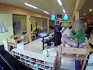 Couple comes to the bowling alley where the girl manages to earn money having sex with a stranger 11