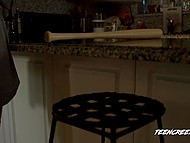 When the cop shows up in the house, the girl doesn't know that he is a perv whose cock she will suck 9