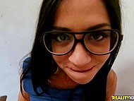 Nerdy Spanish brings a fucker home but her brunette roommates having sex there 7
