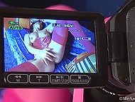 Loner in stockings doesn't stifle moans when she masturbates her unshaved pussy on camera 6