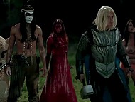 Sexy heroines of various films participate in Hunger Games porn parody and show off naked tits 4