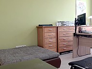 Good-looking girl with hoop earrings and navel piercing spreads legs to obtain a loan 8