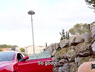 Man took new acquaintance with tiny tits to unknown place and fucked her on the rocks 11