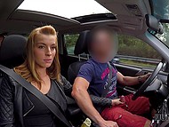 Tricky driver takes advantage of fact babe with red hair rides the shotgun to make her suck off 5