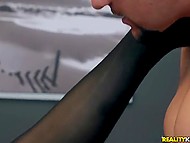 Nerdy Latina cutie isn't stupid enough to refuse sex with the workmate who has a big cock 10