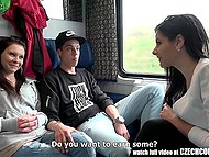 Eccentric Czech lovers adore fun in public and they tempts young couple into sex in crowded train 4