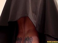 Arab man confronts neighbor's modest wife and convinces belle in hijab to have quickie in the kitchen 9