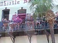 Curious fellow with camera sneakily films bimbo women who sit on balconies without any panties 11