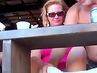 Curious fellow with camera sneakily films bimbo women who sit on balconies without any panties 9