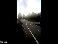 Brave brunette walks in the park dressed in sheer clothes that can't hide her perky tits and sweet pussy 11