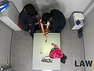 Skinny shoplifter dragged into hardcore affair with security guards who caught her red-handed 7