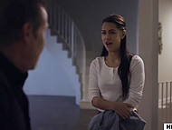 Helpless Latina sitter Alina Lopez dragged into kinky affair with her perverted mature client 8