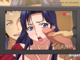 Hentai teen girl is happy with a crowd of guys who collectively undresses her and nail