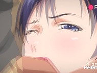 Hentai teen girl is happy with a crowd of guys who collectively undresses her and nail 6