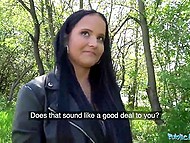 Eighteen-year-old Czech wench with raven hair practices sex for money on the camera 6