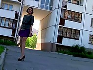 Amateur open-minded chicks go out to take their charms to light in different public places 5