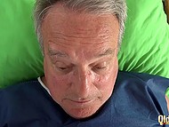 Russian nurse saw innocent chick sucking old man and quickly undressed to have a threesome with them 4