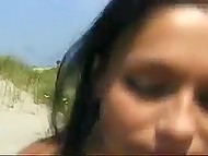 Skinny brunette and her boyfriend doesn't mind having quick sex on not quite secluded beach 8