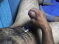 Man is well acquainted with bulge in pants and releases it in his own solo porn show 11