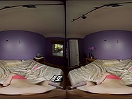 Boy in VR helmet enjoys view of the blonde who sucks and jumps up and down on his penis 6