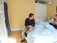 Babysitter Abella Danger masturbates in the bedroom without knowing about a hidden camera 11