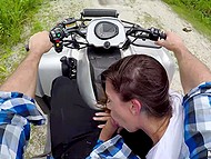 Driver wants to feel hitchhiker's body so he picks up girl and makes her suck off on the move 8