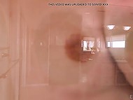 Enticing brunette Kasey Warner joined by bald BF who was in the mood for sensual sex in the shower 6