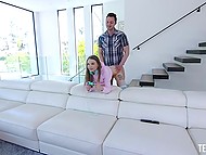 Lovely teen Jessae Rosae plays videogame while in the same time having sex with insistent boyfriend 8