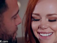 After talk with GF, enticing redhead Ella Hughes seduces co-worker hoping he could inseminate her 5